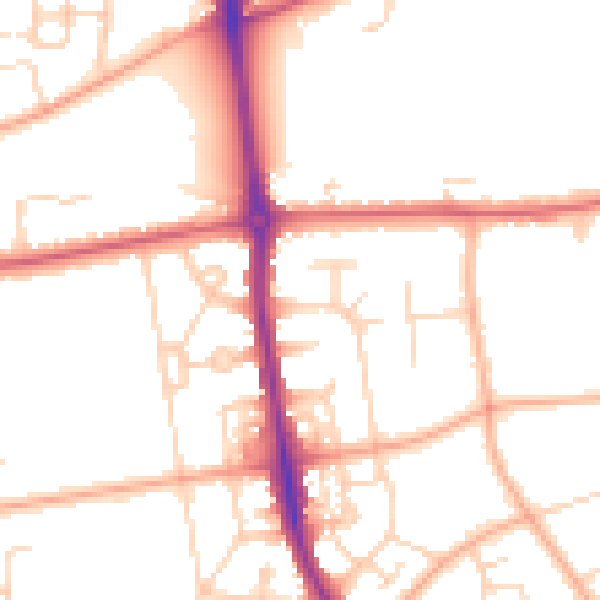 Daytime road noise heatmap for NR2 3QL