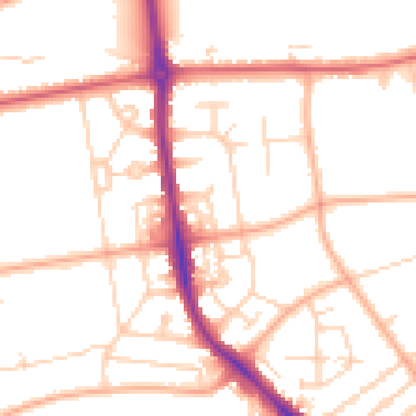 Daytime road noise heatmap for NR2 3QX