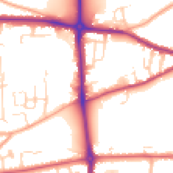 Daytime road noise heatmap for NR2 3UB