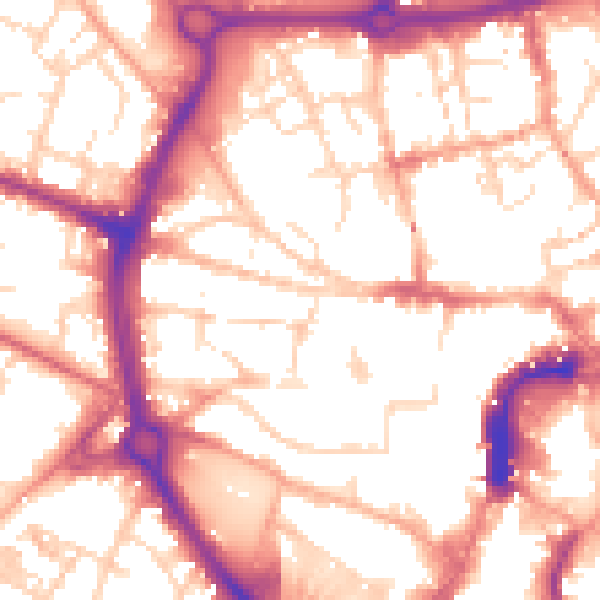 Daytime road noise heatmap for NR2 4AN