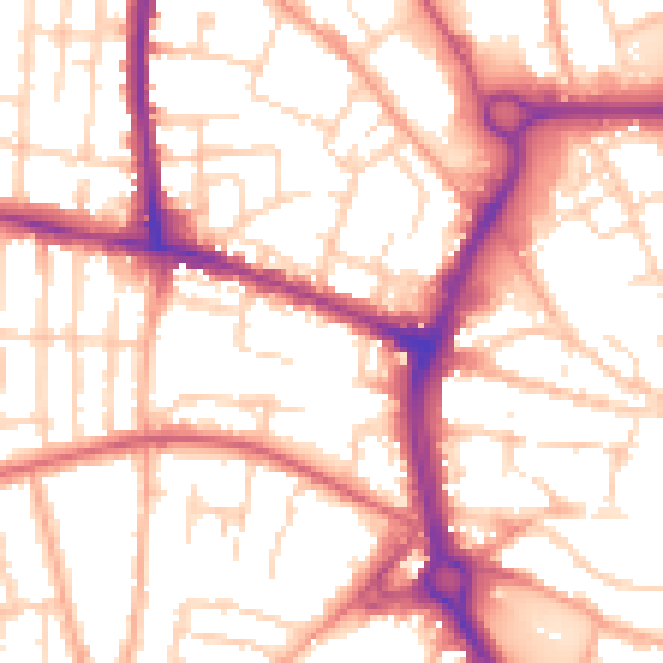 Daytime road noise heatmap for NR2 4BE