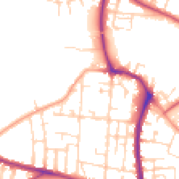 Daytime road noise heatmap for NR2 4EF