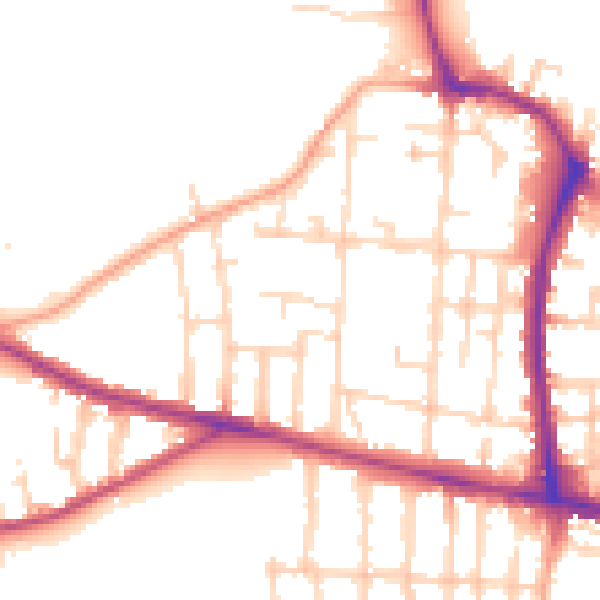 Daytime road noise heatmap for NR2 4EJ
