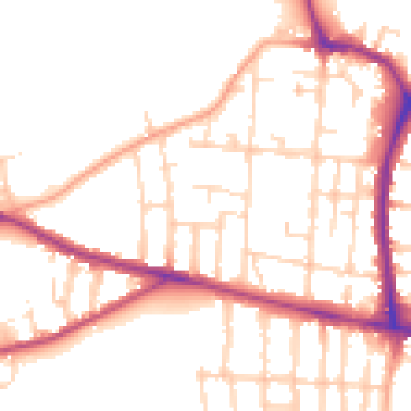 Daytime road noise heatmap for NR2 4EU
