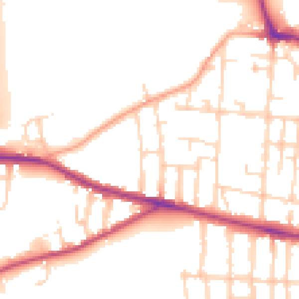 Daytime road noise heatmap for NR2 4HW