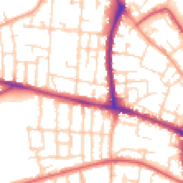 Daytime road noise heatmap for NR2 4JL