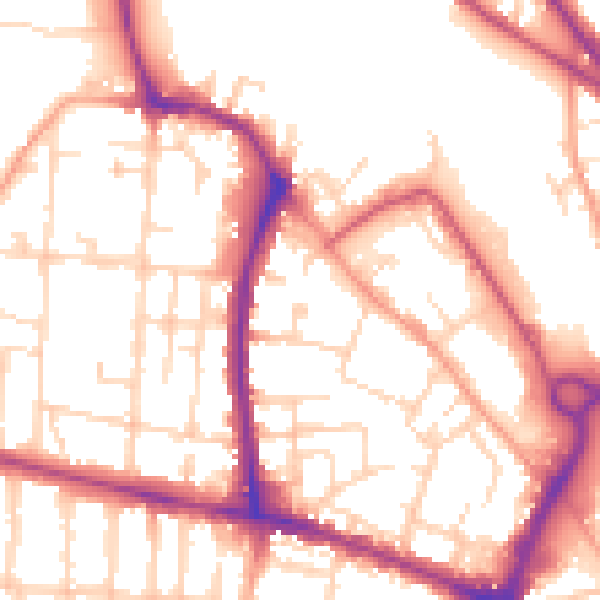 Daytime road noise heatmap for NR2 4JN