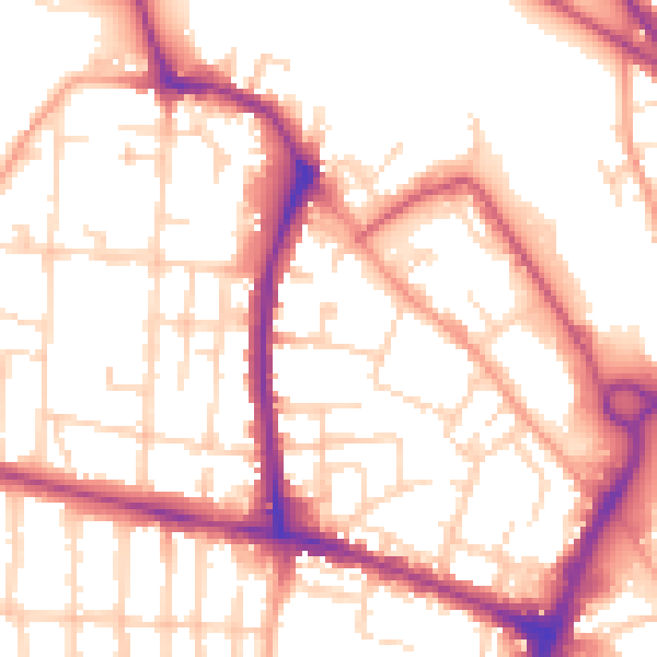 Daytime road noise heatmap for NR2 4NE