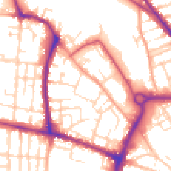 Daytime road noise heatmap for NR2 4QS