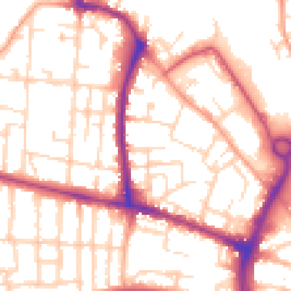 Daytime road noise heatmap for NR2 4QX