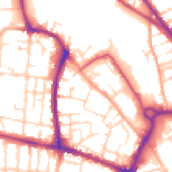 Daytime road noise heatmap for NR2 4RA