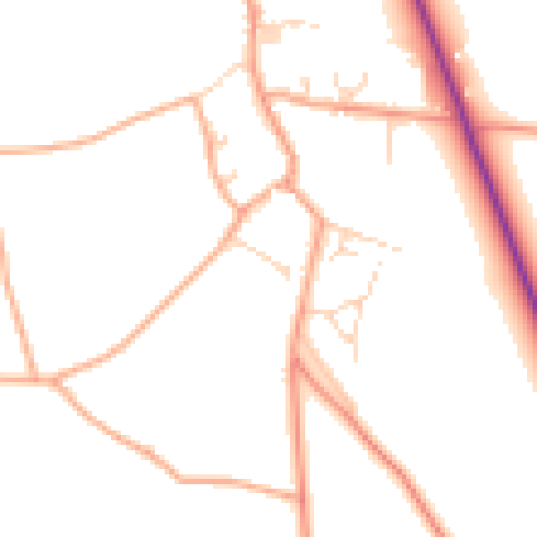 Daytime road noise heatmap for NR29 5AY