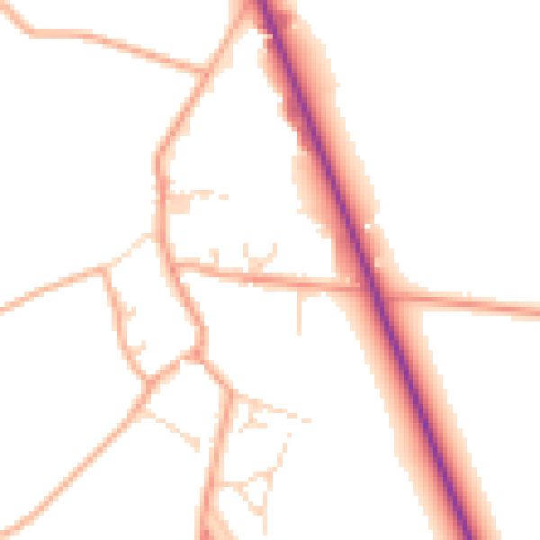 Daytime road noise heatmap for NR29 5BQ