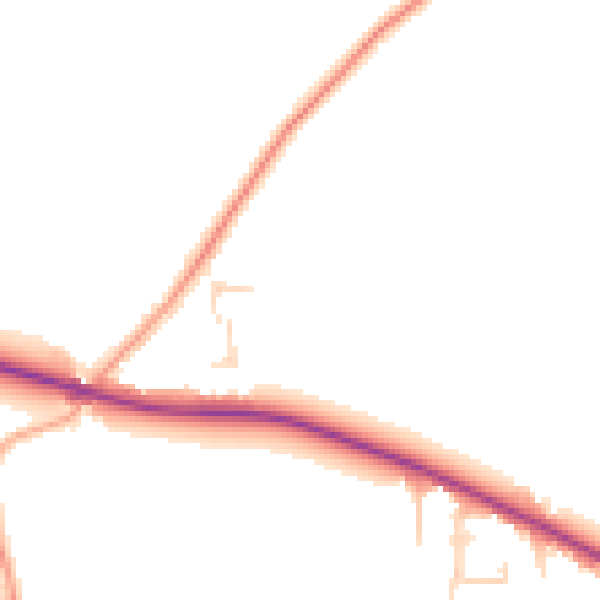 Daytime road noise heatmap for NR29 5EB