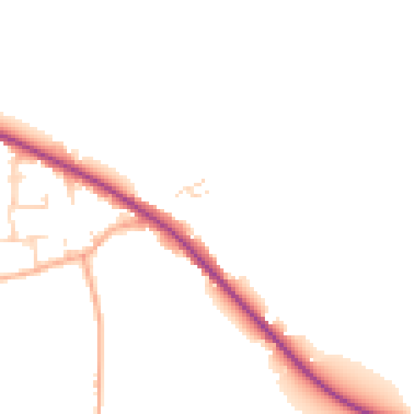 Daytime road noise heatmap for NR29 5EE