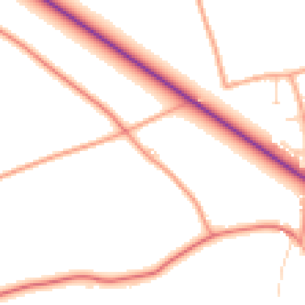 Daytime road noise heatmap for NR29 5LZ