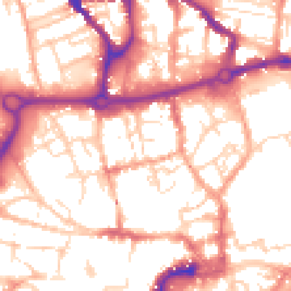 Daytime road noise heatmap for NR3 1BZ
