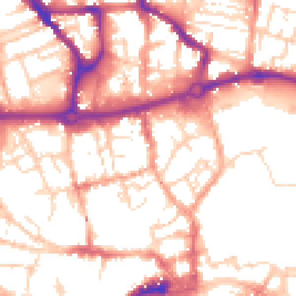 Daytime road noise heatmap for NR3 1HU
