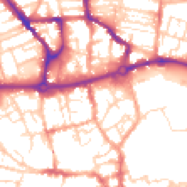 Daytime road noise heatmap for NR3 1LQ