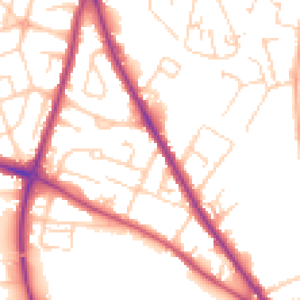 Daytime road noise heatmap for NR3 2HL