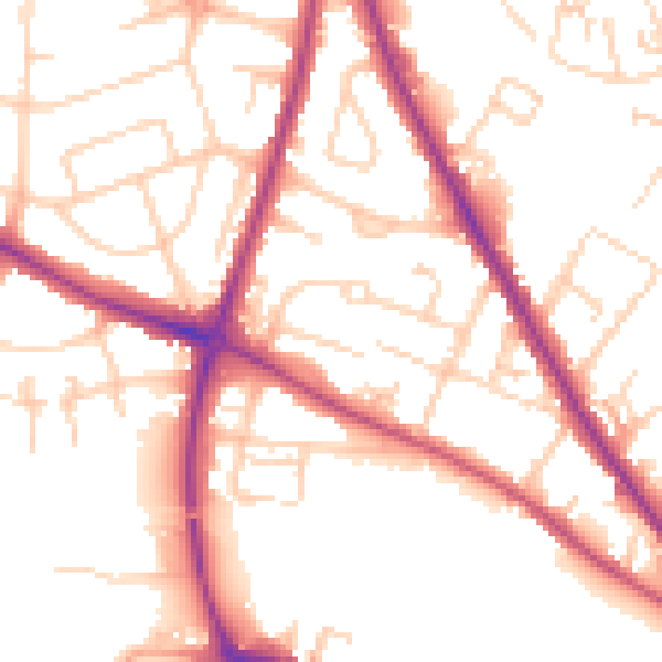 Daytime road noise heatmap for NR3 2JE