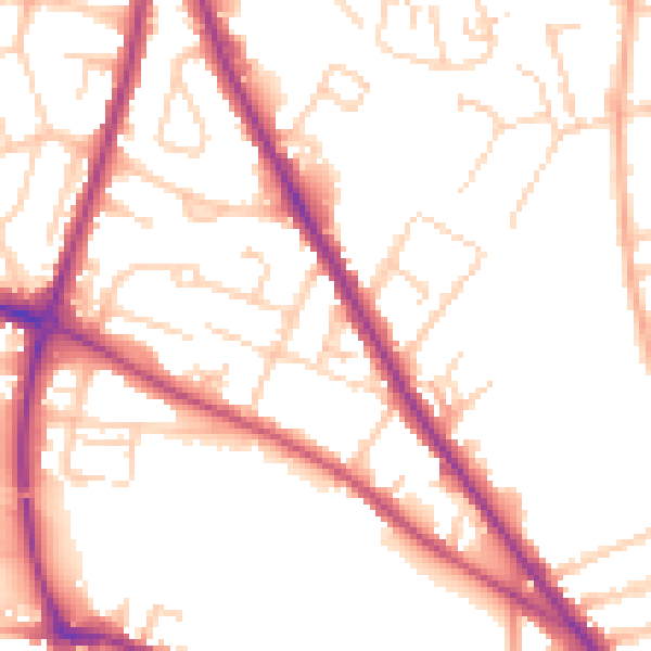 Daytime road noise heatmap for NR3 2JW