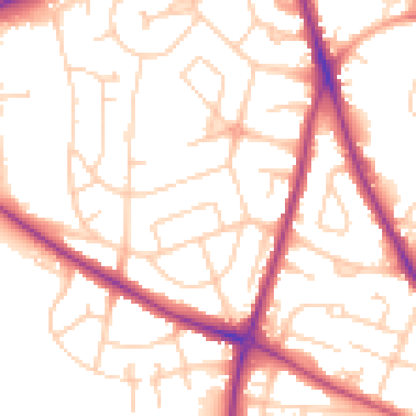 Daytime road noise heatmap for NR3 2LX