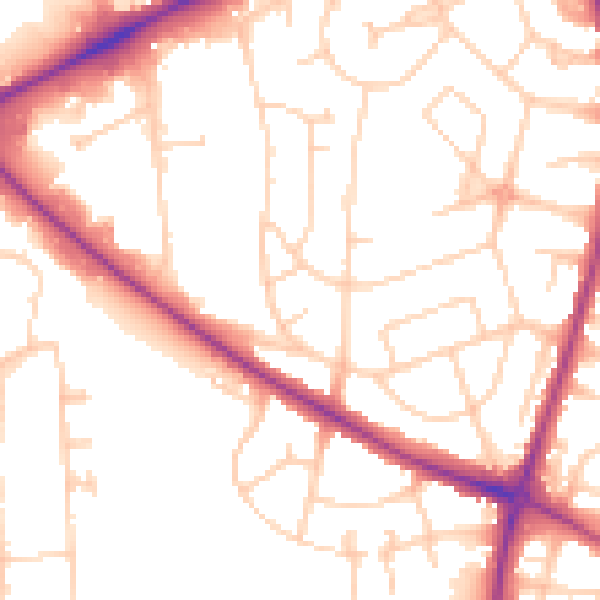 Daytime road noise heatmap for NR3 2PZ