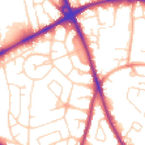 Daytime road noise heatmap for NR3 2QF