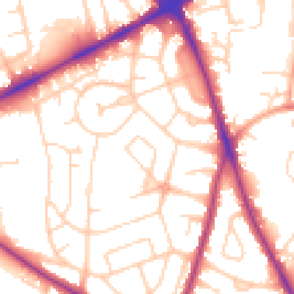 Daytime road noise heatmap for NR3 2QT