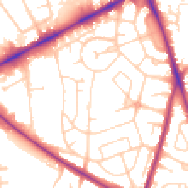 Daytime road noise heatmap for NR3 2QZ