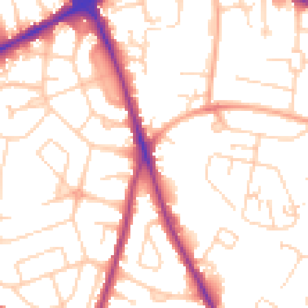 Daytime road noise heatmap for NR3 2RZ