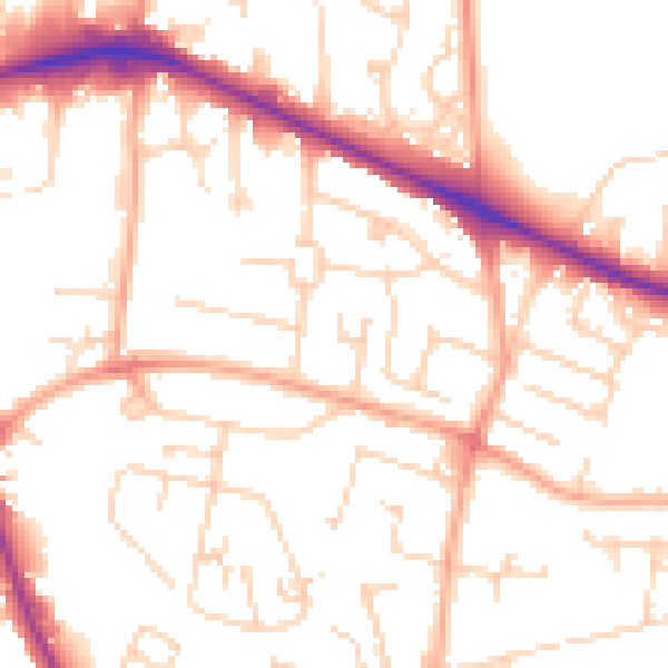 Daytime road noise heatmap for NR3 3TJ