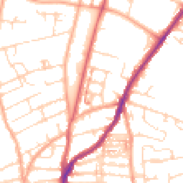 Daytime road noise heatmap for NR3 4AY