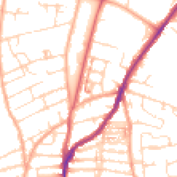 Daytime road noise heatmap for NR3 4AZ