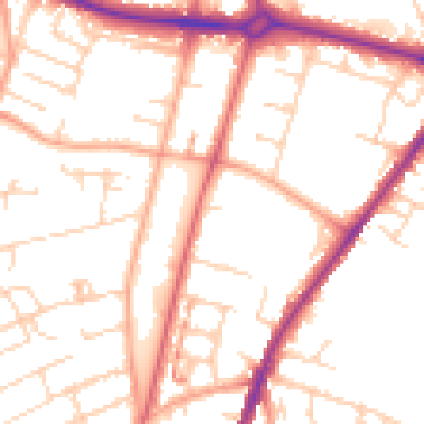 Daytime road noise heatmap for NR3 4BD