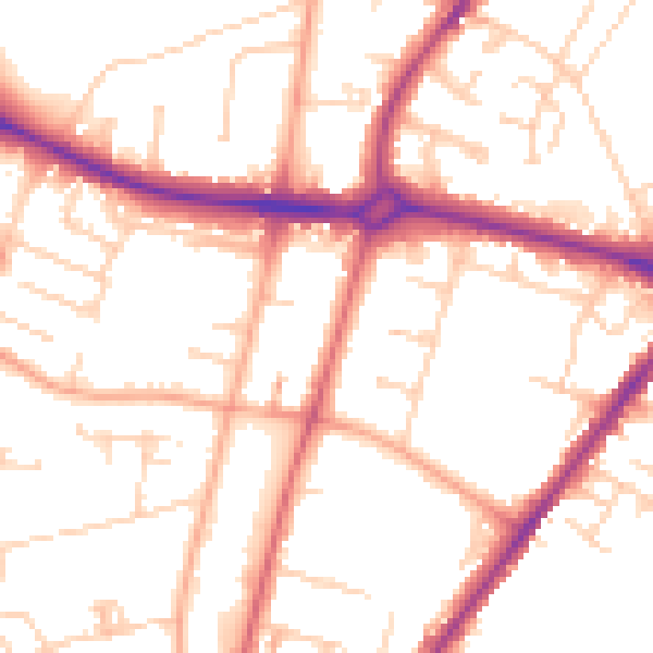 Daytime road noise heatmap for NR3 4HA