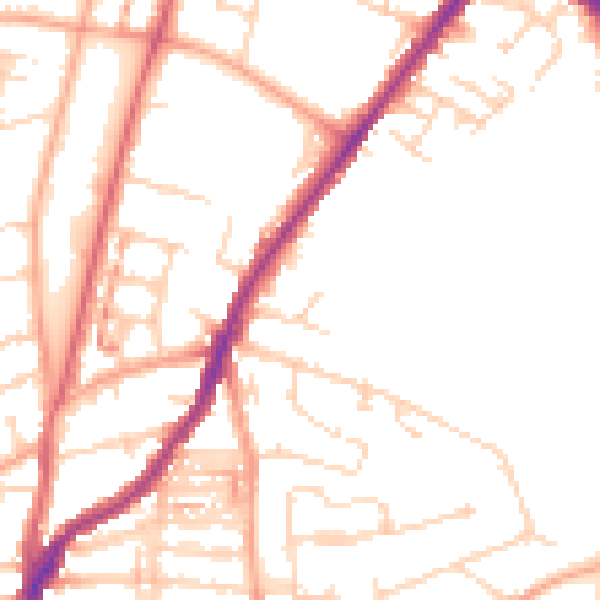 Daytime road noise heatmap for NR3 4JB
