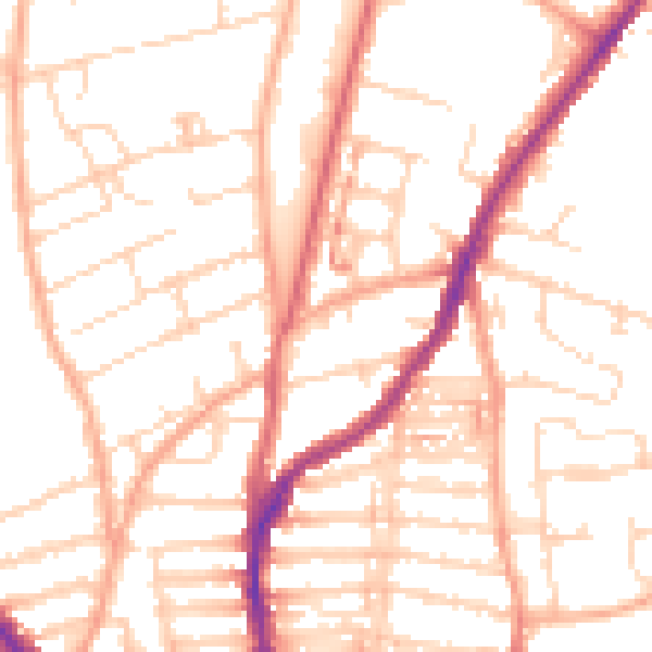 Daytime road noise heatmap for NR3 4JX