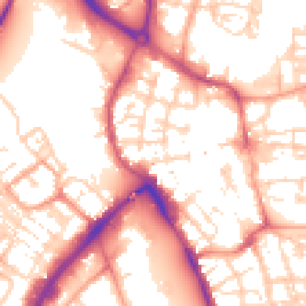 Daytime road noise heatmap for NR30 1HT