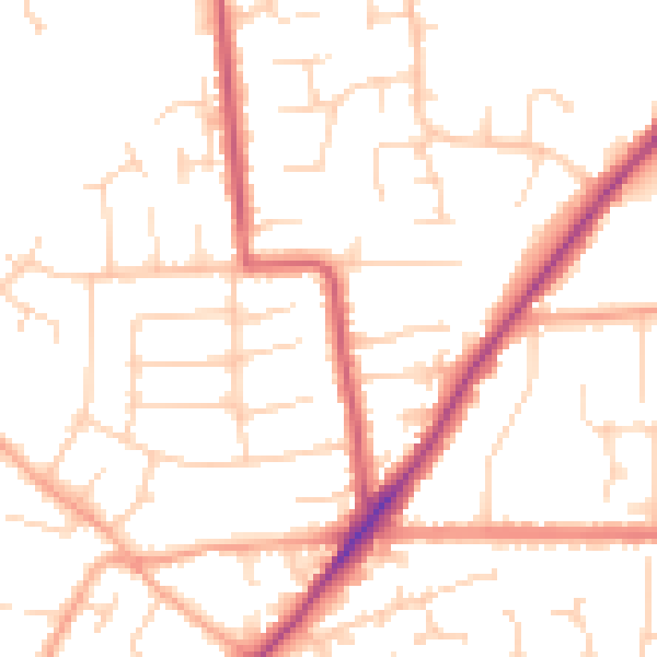 Daytime road noise heatmap for NR31 8HH