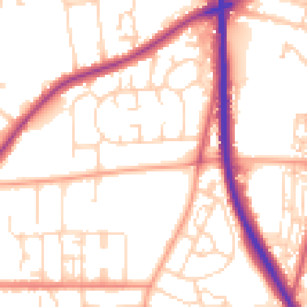 Daytime road noise heatmap for NR31 8LQ
