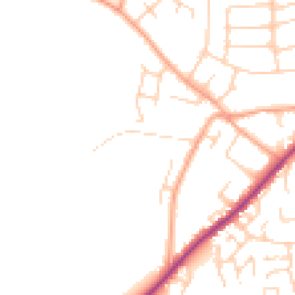 Daytime road noise heatmap for NR31 8QQ