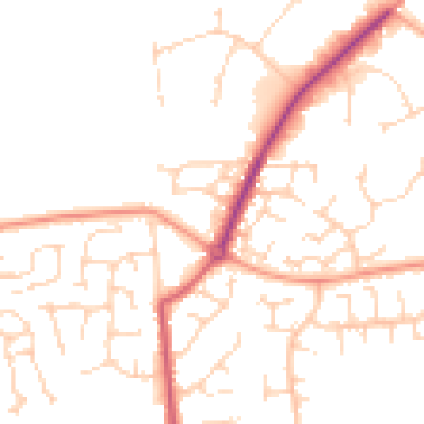 Daytime road noise heatmap for NR31 8UQ