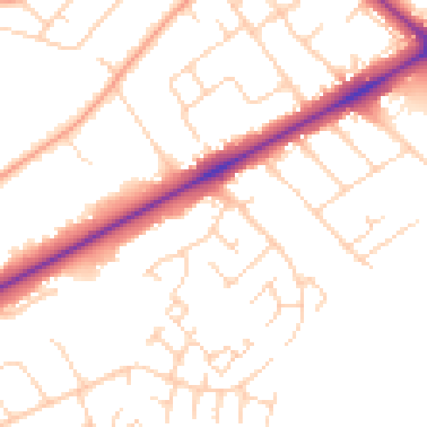 Daytime road noise heatmap for NR4 6AD