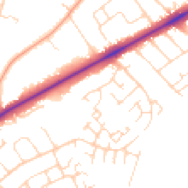 Daytime road noise heatmap for NR4 6AE