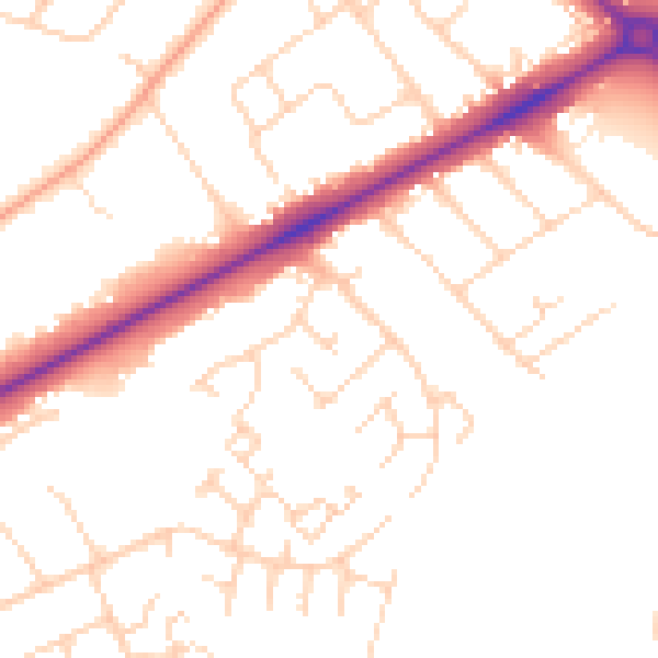 Daytime road noise heatmap for NR4 6AF
