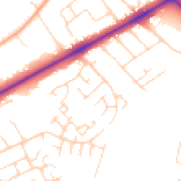Daytime road noise heatmap for NR4 6AG