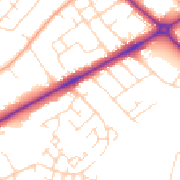 Daytime road noise heatmap for NR4 6AL