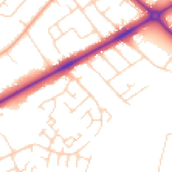 Daytime road noise heatmap for NR4 6AQ